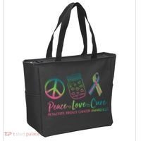 Peace Love Cure Metastatic Breast Cancer Awareness Tote Bag thumb 2