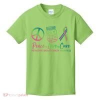 Peace Love Cure Metastatic Breast Cancer Awareness Kids T-Shirt thumb 0