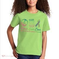 Peace Love Cure Metastatic Breast Cancer Awareness Kids T-Shirt thumb 2