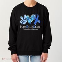 peace love cure blue ribbon prostate cancer awareness s Women's Sweatshirt thumb 0