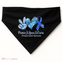 peace love cure blue ribbon prostate cancer awareness s USA-Made Doggie Bandana thumb 0