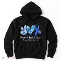 peace love cure blue ribbon prostate cancer awareness s Hoodie thumb 0