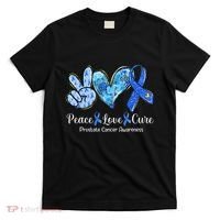 peace love cure blue ribbon prostate cancer awareness s T-Shirt thumb 0