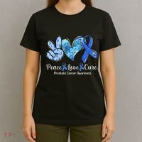 peace love cure blue ribbon prostate cancer awareness s T-Shirt thumb 4