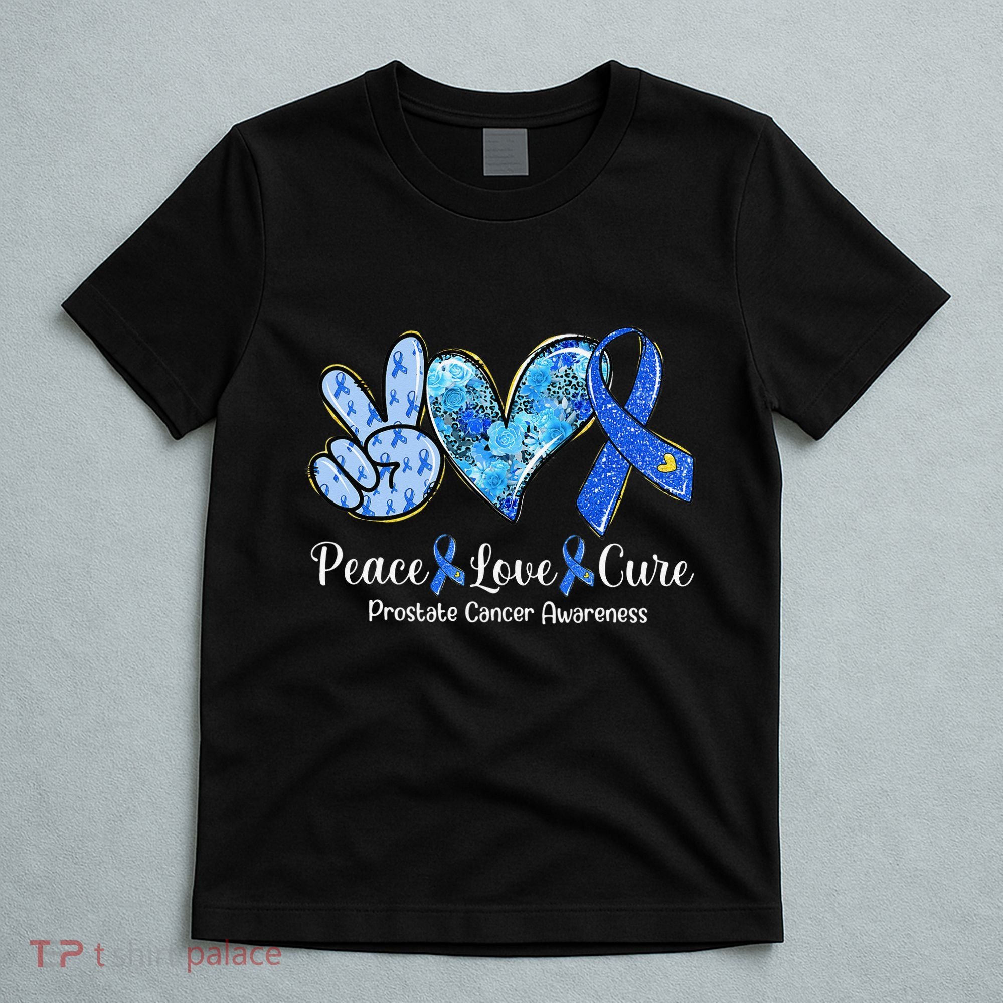 peace love cure blue ribbon prostate cancer awareness s T-Shirt
