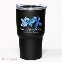 peace love cure blue ribbon prostate cancer awareness s Tumbler thumb 0