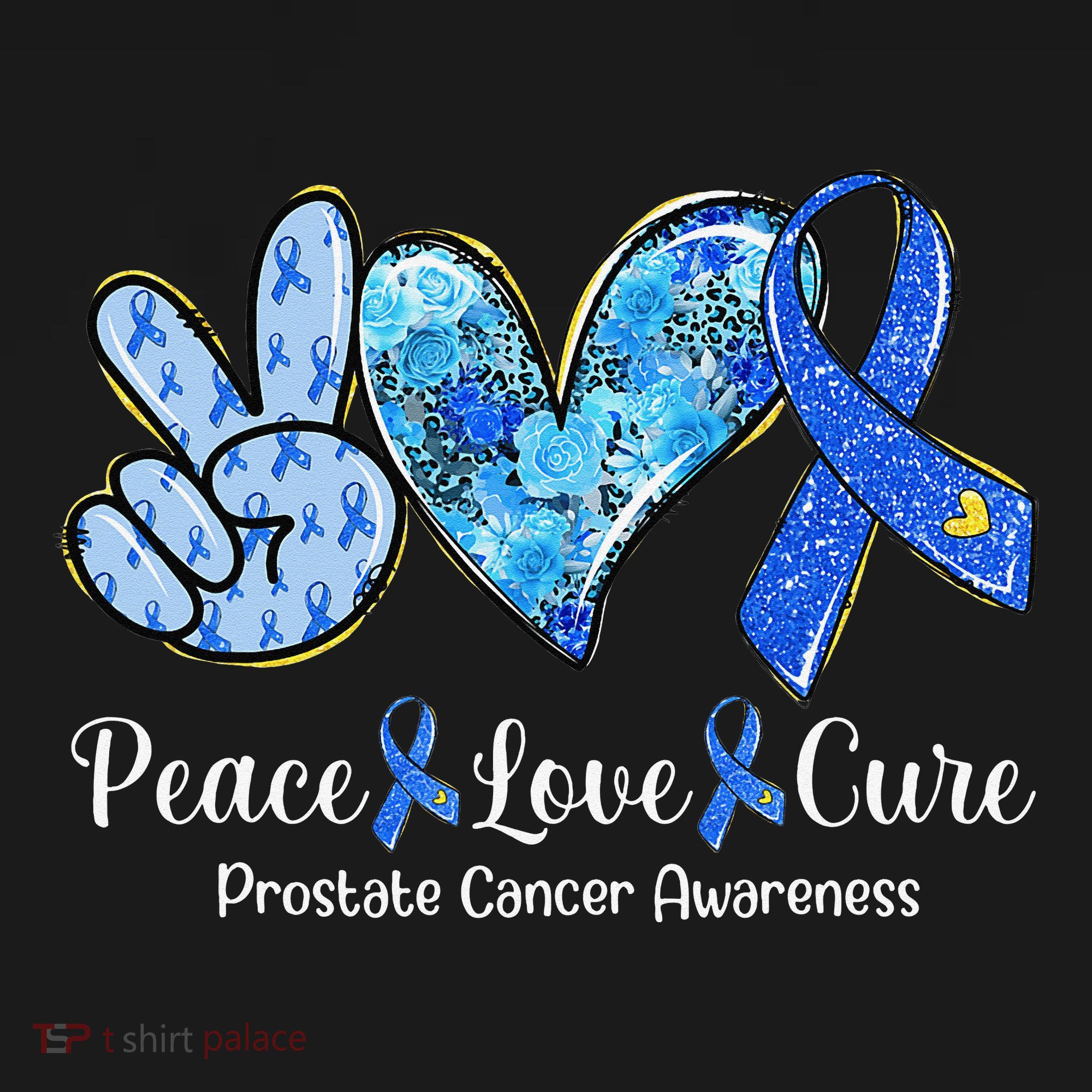 peace love cure blue ribbon prostate cancer awareness s Mousepad