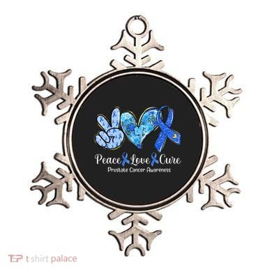 peace love cure blue ribbon prostate cancer awareness s Ornament
