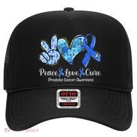 peace love cure blue ribbon prostate cancer awareness s Hat thumb 0