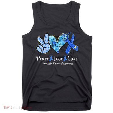 peace love cure blue ribbon prostate cancer awareness s Tank Top