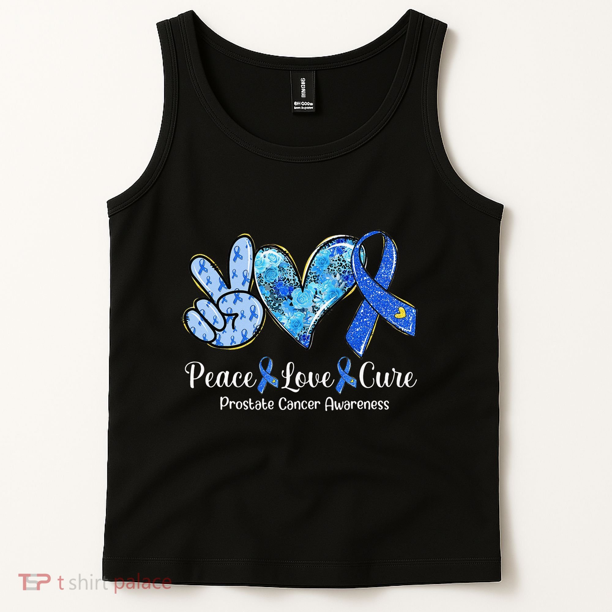 peace love cure blue ribbon prostate cancer awareness s Tank Top