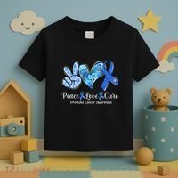 peace love cure blue ribbon prostate cancer awareness s Toddler T-Shirt thumb 3