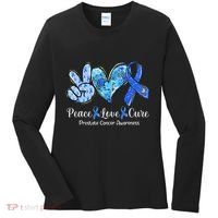 peace love cure blue ribbon prostate cancer awareness s Women's Long Sleeve Shirt thumb 0
