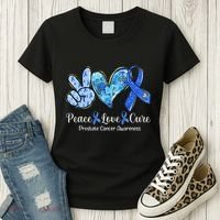 peace love cure blue ribbon prostate cancer awareness s Women's T-Shirt thumb 3