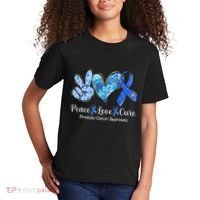 peace love cure blue ribbon prostate cancer awareness s Kids T-Shirt thumb 2