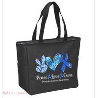 peace love cure blue ribbon prostate cancer awareness s Tote Bag thumb 2