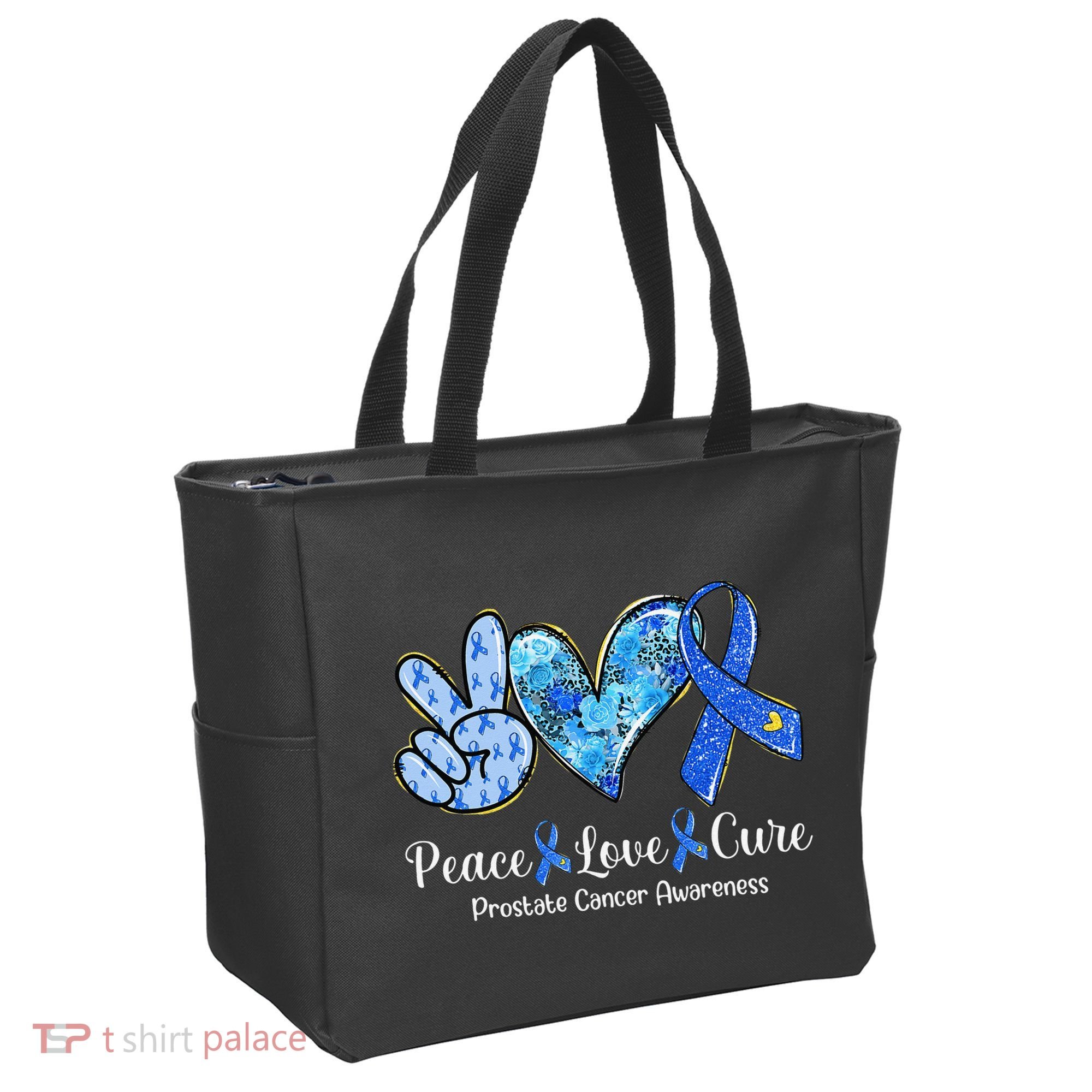peace love cure blue ribbon prostate cancer awareness s Tote Bag
