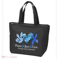 peace love cure blue ribbon prostate cancer awareness s Tote Bag thumb 3