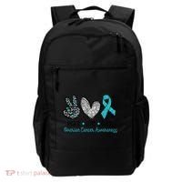 Peace Love Cure Teal Ribon Ovarian Cancer Awareness Warrior Gift Backpack thumb 0