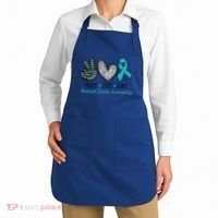 Peace Love Cure Teal Ribon Ovarian Cancer Awareness Warrior Gift Apron thumb 2