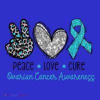 Peace Love Cure Teal Ribon Ovarian Cancer Awareness Warrior Gift Toddler Hoodie thumb 2