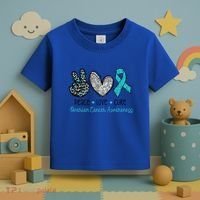 Peace Love Cure Teal Ribon Ovarian Cancer Awareness Warrior Gift Toddler T-Shirt thumb 3