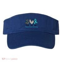 Peace Love Cure Teal Ribon Ovarian Cancer Awareness Warrior Gift Visor thumb 0