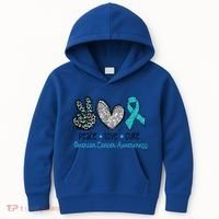 Peace Love Cure Teal Ribon Ovarian Cancer Awareness Warrior Gift Kids Hoodie thumb 0