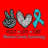 Peace Love Cure Teal Ribon Ovarian Cancer Awareness Warrior Gift Santa Hat thumb 1