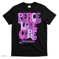 Peace Love Cure Alzheimer's Awareness Purple Ribbon End Alz T-Shirt thumb 0