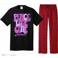 Peace Love Cure Alzheimer's Awareness Purple Ribbon End Alz Pajama Set thumb 0