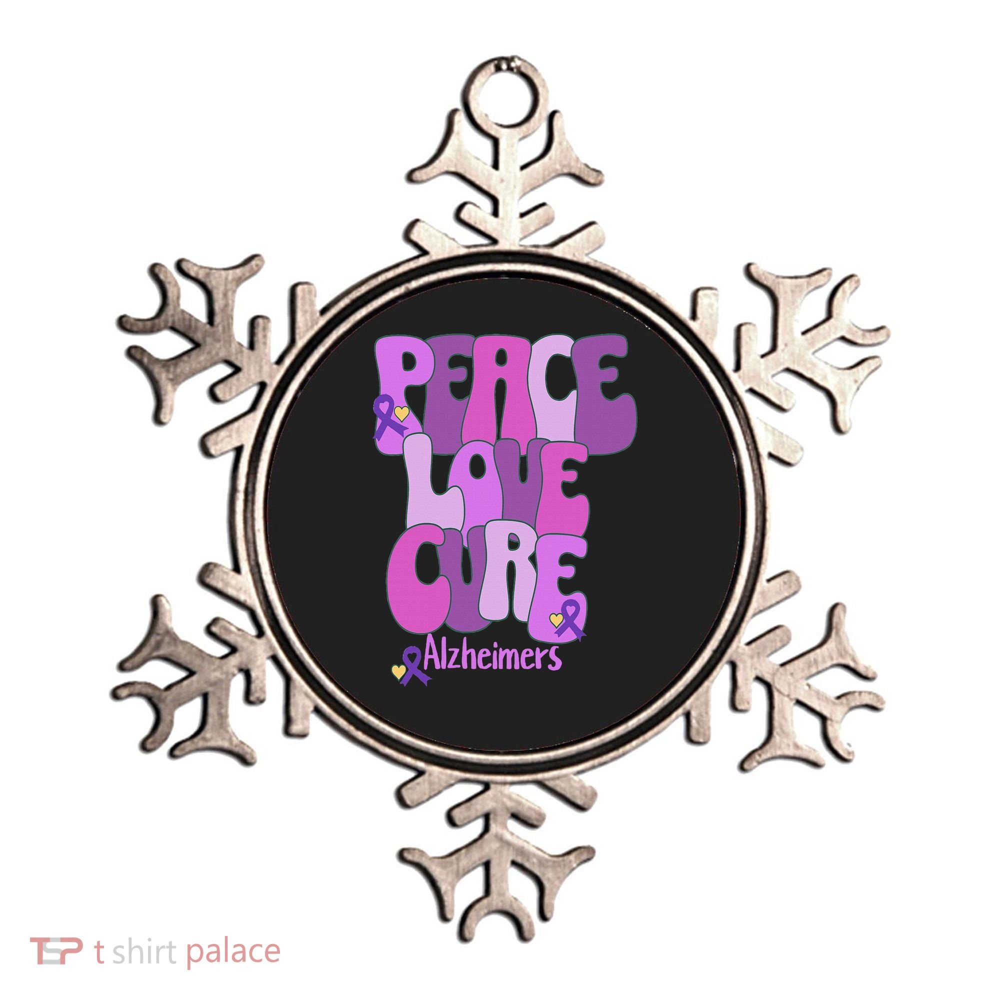 Peace Love Cure Alzheimer's Awareness Purple Ribbon End Alz Ornament
