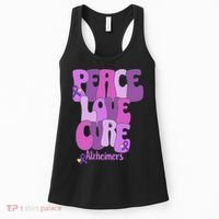 Peace Love Cure Alzheimer's Awareness Purple Ribbon End Alz Women's Tank Top thumb 0