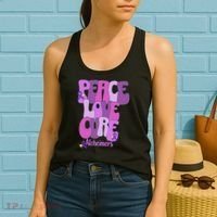 Peace Love Cure Alzheimer's Awareness Purple Ribbon End Alz Women's Tank Top thumb 2