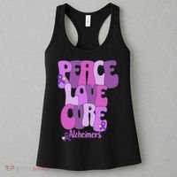 Peace Love Cure Alzheimer's Awareness Purple Ribbon End Alz Women's Tank Top thumb 3