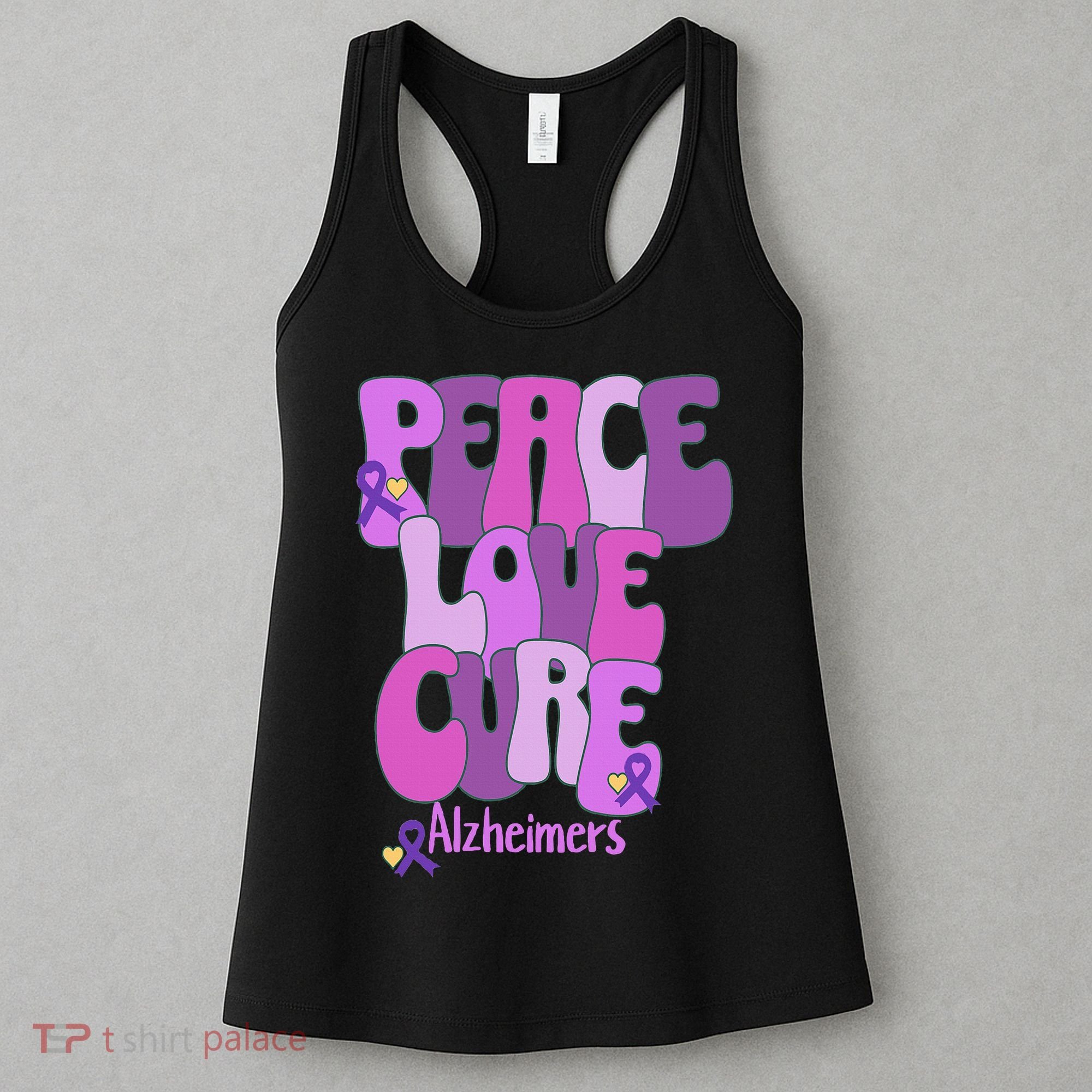 Peace Love Cure Alzheimer's Awareness Purple Ribbon End Alz Women's Tank Top