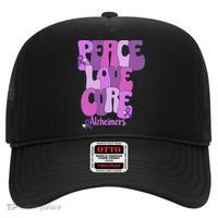 Peace Love Cure Alzheimer's Awareness Purple Ribbon End Alz Hat thumb 0