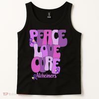 Peace Love Cure Alzheimer's Awareness Purple Ribbon End Alz Tank Top thumb 2