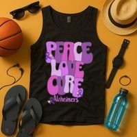 Peace Love Cure Alzheimer's Awareness Purple Ribbon End Alz Tank Top thumb 4