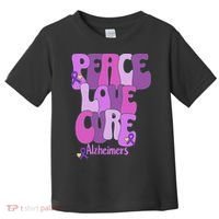 Peace Love Cure Alzheimer's Awareness Purple Ribbon End Alz Toddler T-Shirt thumb 0