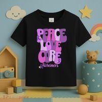 Peace Love Cure Alzheimer's Awareness Purple Ribbon End Alz Toddler T-Shirt thumb 3