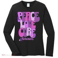Peace Love Cure Alzheimer's Awareness Purple Ribbon End Alz Women's Long Sleeve Shirt thumb 0