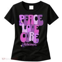 Peace Love Cure Alzheimer's Awareness Purple Ribbon End Alz Women's T-Shirt thumb 0