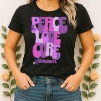 Peace Love Cure Alzheimer's Awareness Purple Ribbon End Alz Women's T-Shirt thumb 2