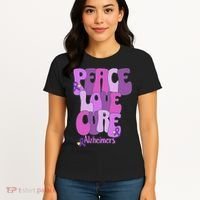 Peace Love Cure Alzheimer's Awareness Purple Ribbon End Alz Women's T-Shirt thumb 4