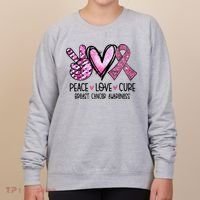 Peace Love Cure Pink Ribbon Cancer Breast Awareness Women's Sweatshirt thumb 0