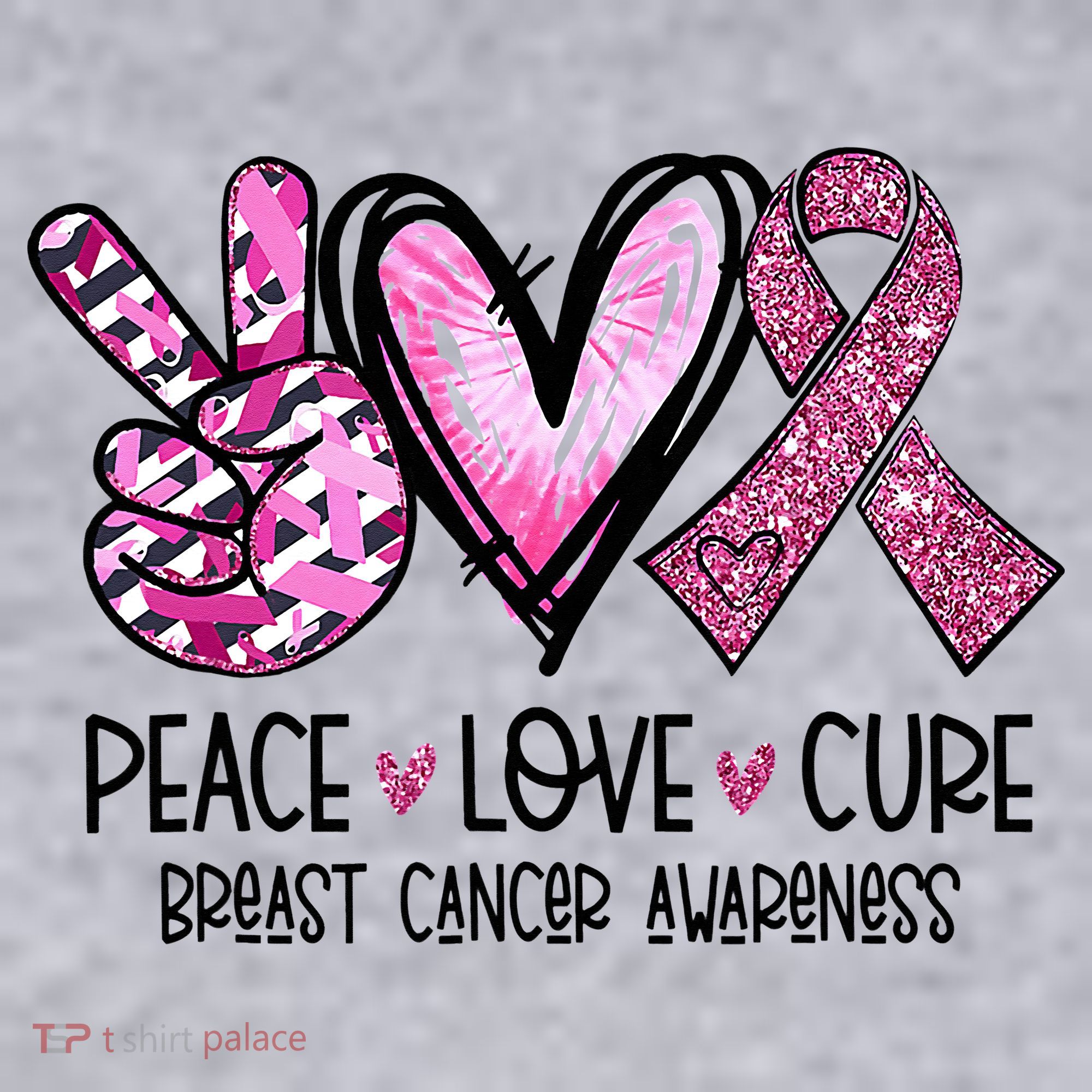 Peace Love Cure Pink Ribbon Cancer Breast Awareness Women's Sweatshirt