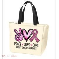 Peace Love Cure Pink Ribbon Cancer Breast Awareness Tote Bag thumb 3
