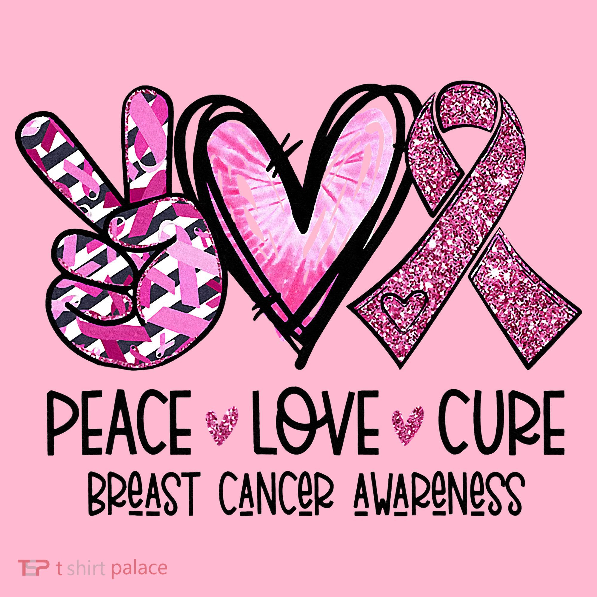 Peace Love Cure Pink Ribbon Cancer Breast Awareness Coaster