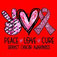 Peace Love Cure Pink Ribbon Cancer Breast Awareness Santa Hat thumb 1